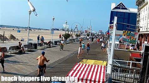 The boardwalk cam positioned at the Hollywood Arcade has a great view of the Music Pier and of the beach in the background. . Ocean city boardwalk cameras 11th street